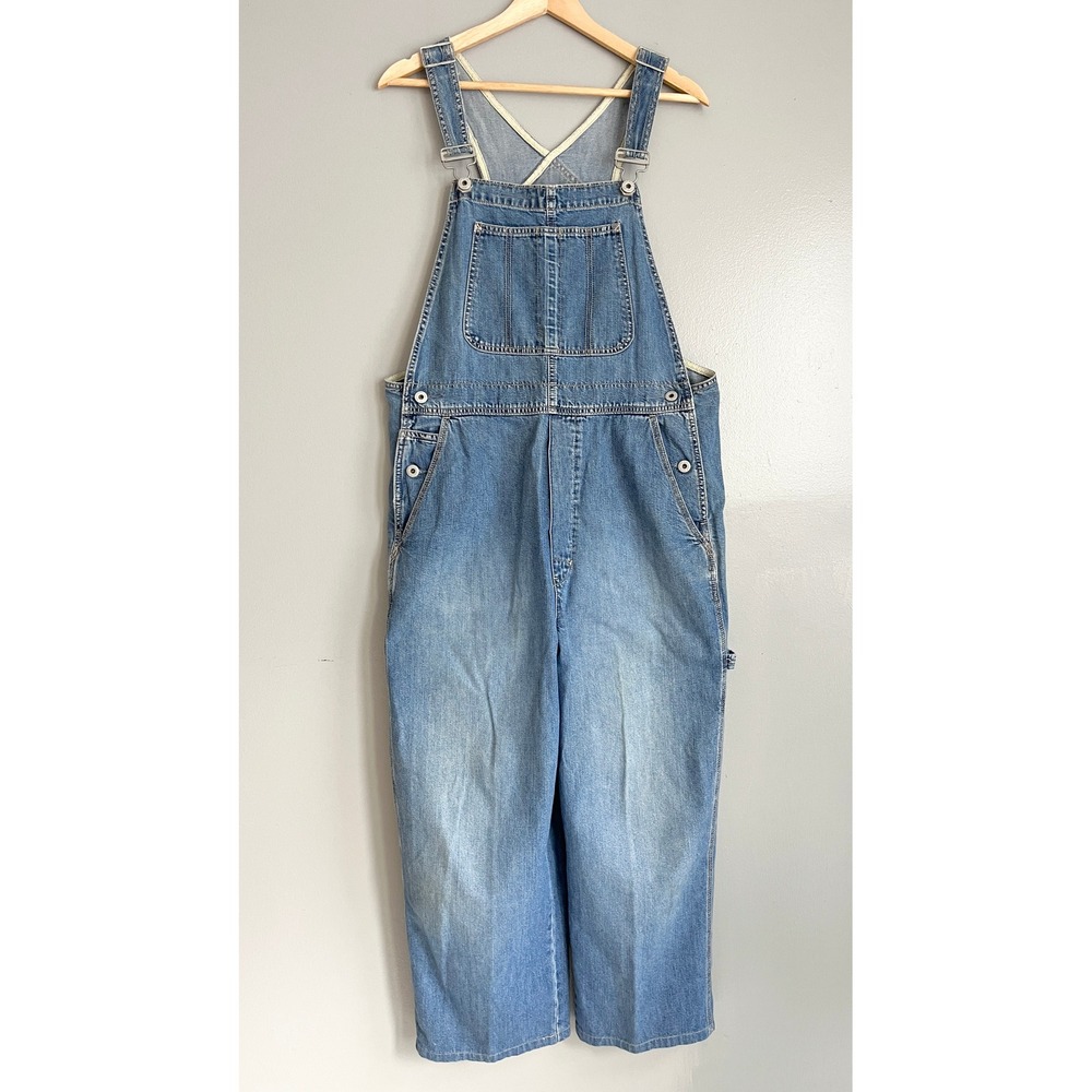 Gap Denim Bib Overalls Womens L Ankle Baggy Carpenter Vintage Farmer Utility Y2K